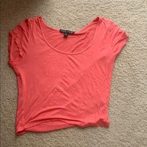 Pink scoop neck t